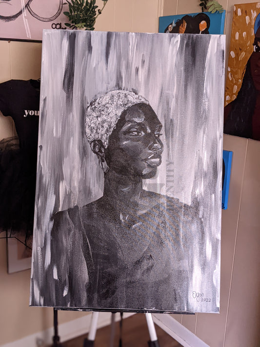 Monochrome Canvas | Black Woman Art | Original Painting + Prints