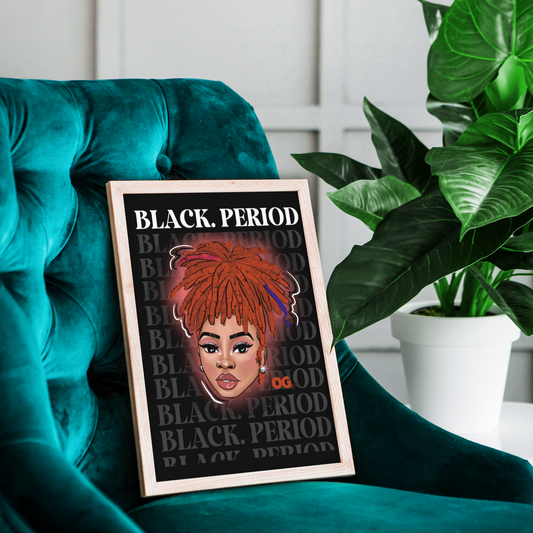 Ruby Red/ Black.Period Fine Art Prints | Black Woman Art | Women with Locs