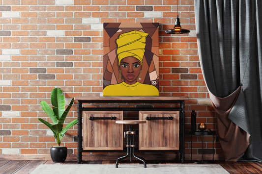 Zahara Wrapped Canvas Print | Black Woman Art | Living Room Decor