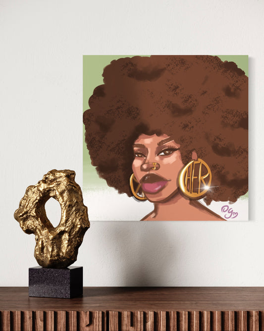 Her Wrapped Canvas Print | Afro Art