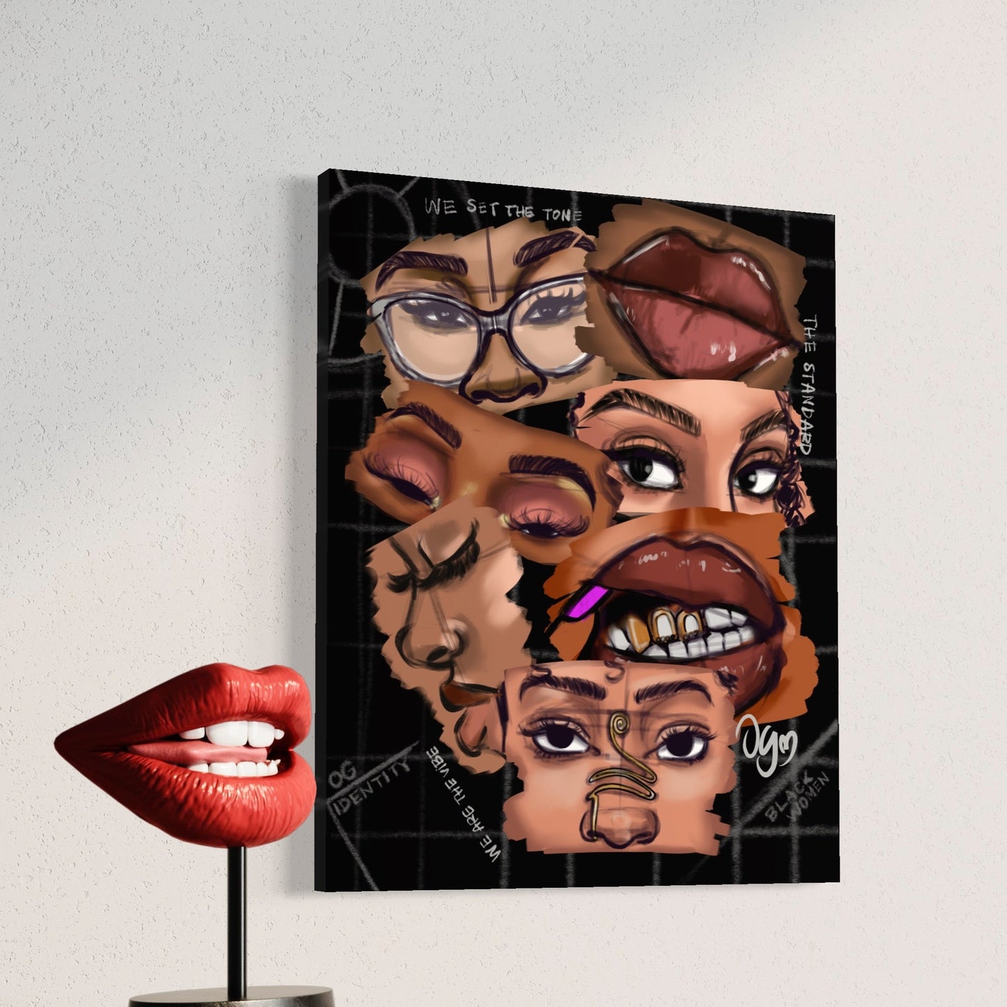 The Aesthetic Wrapped Canvas Print | Lips + Features