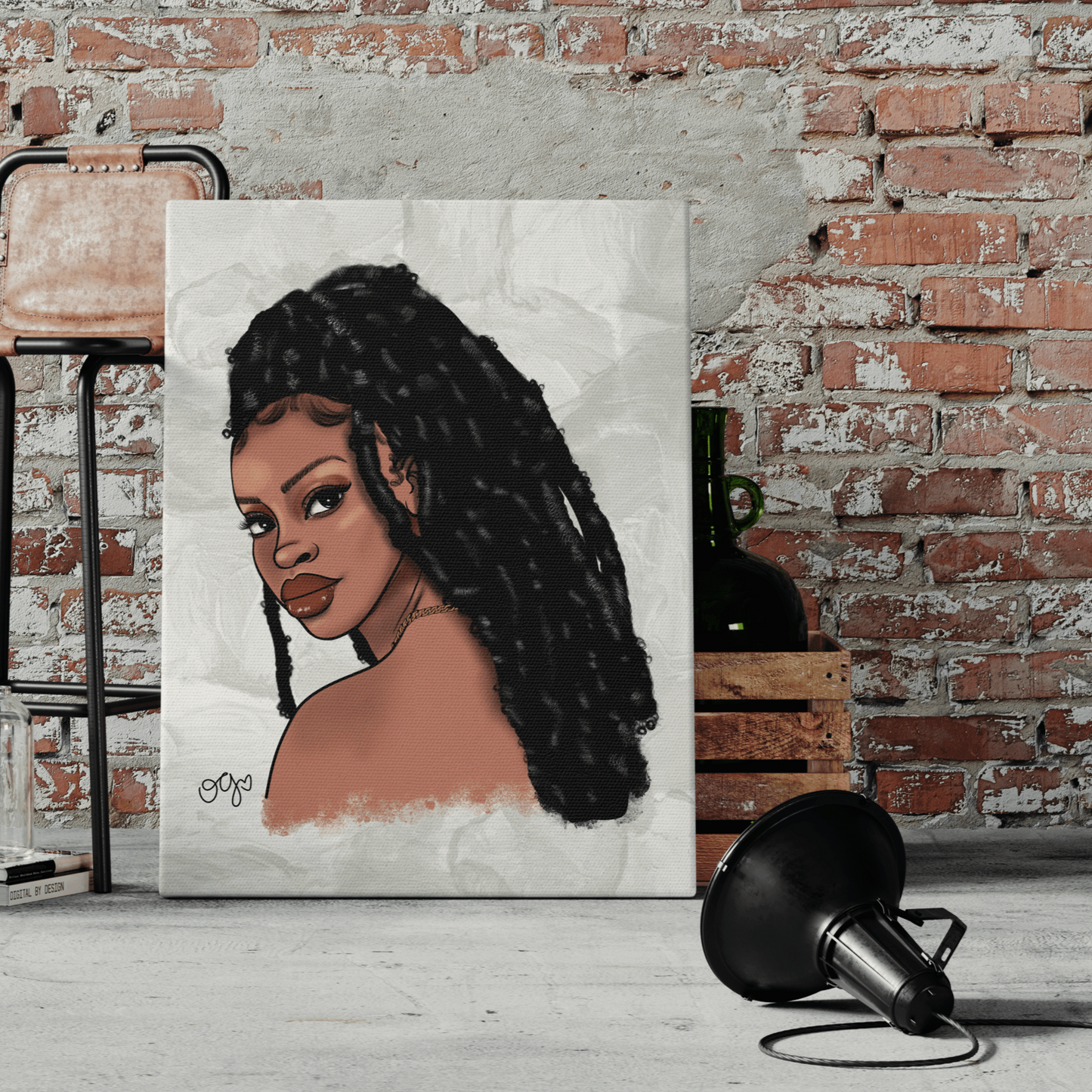 Untitled Wrapped Canvas Print | Black Woman Art | Living Room Decor | Locs