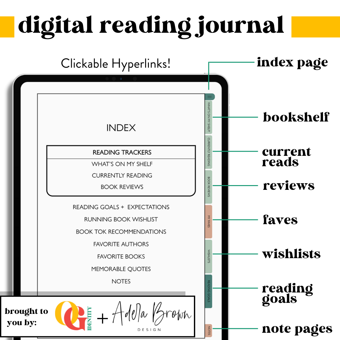 Digital Reading Journal | Reading Tracker | Goodnotes Compatible