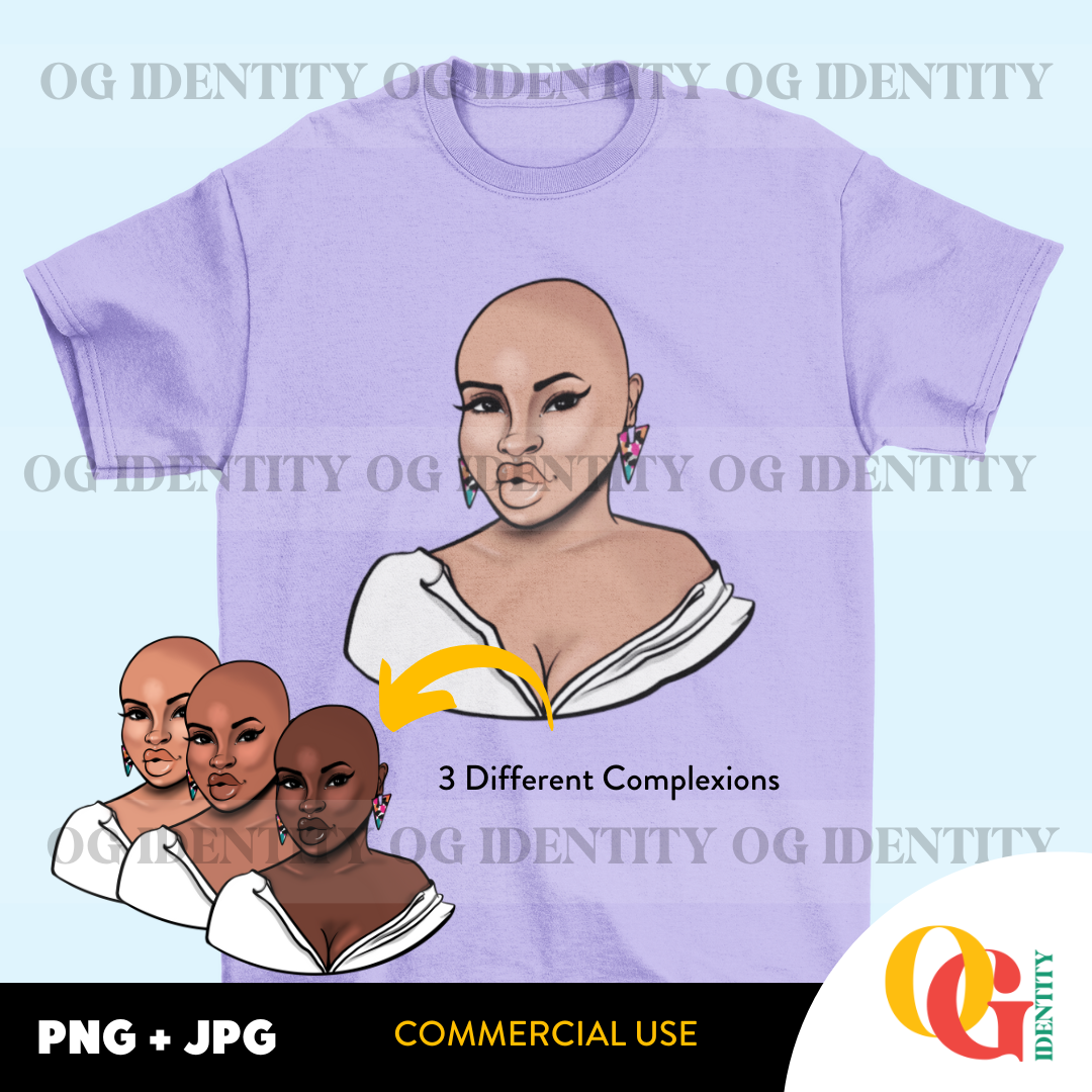 Alopecia Awareness- Shaleah Commercial Use | Black ClipArt | Illustrations | For Businesses + Creatives