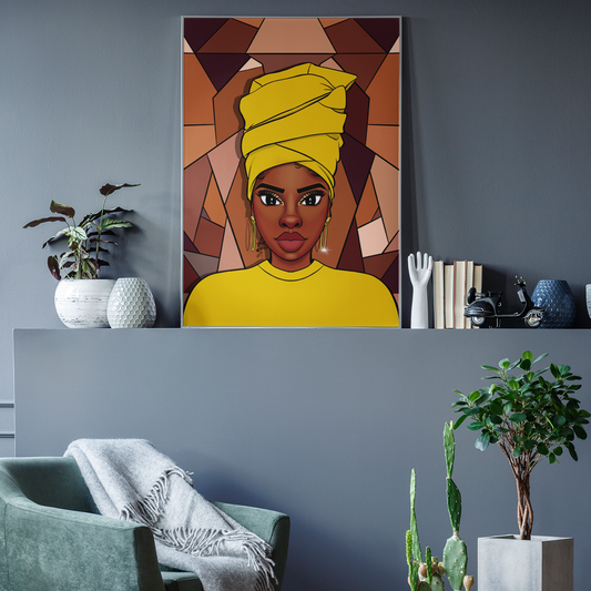 Zahara: A Flower Poster Prints | Black Woman Art | Yellow Art