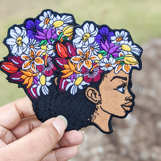 Lola Flowers Iron-On Patch | Black Woman Patch